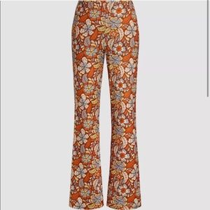 Cider Floral Retro Flared Trousers - Multicolor